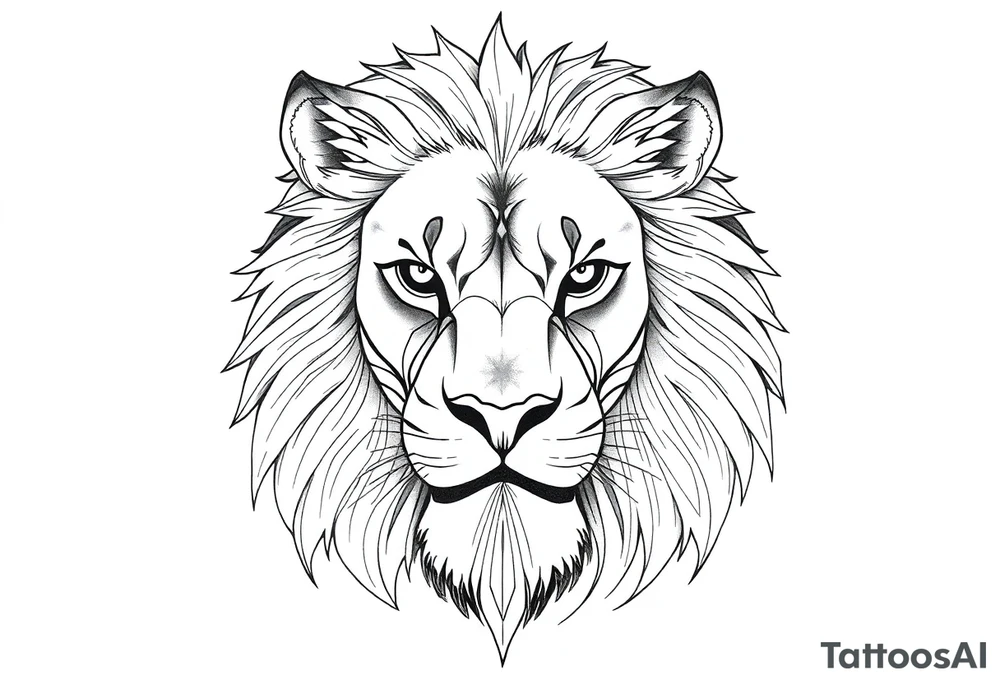 powerful majestic lion, close-up tattoo idea