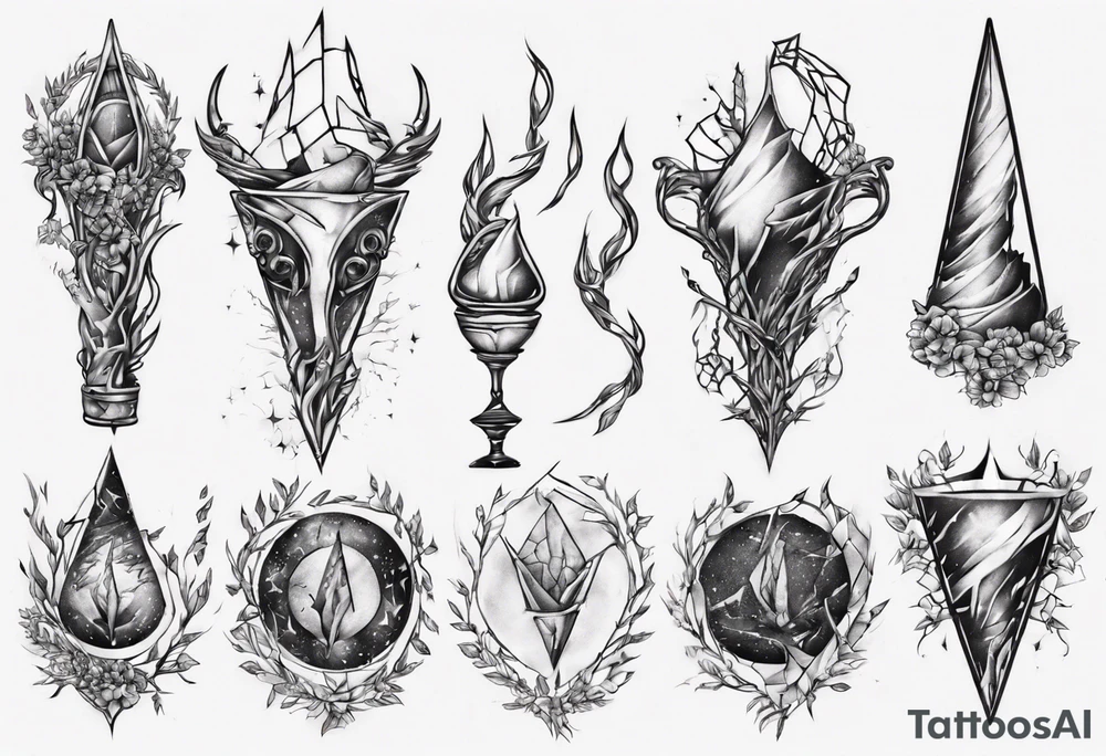 Shattered chalice unicorn horn tattoo idea