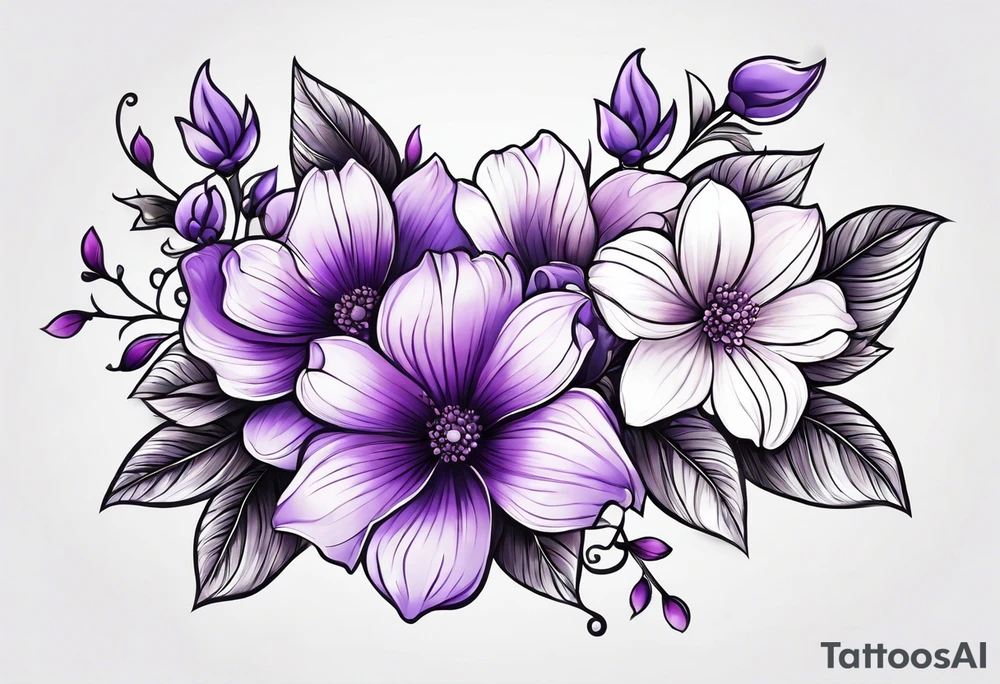 Purple Flowers on finger tattoo idea