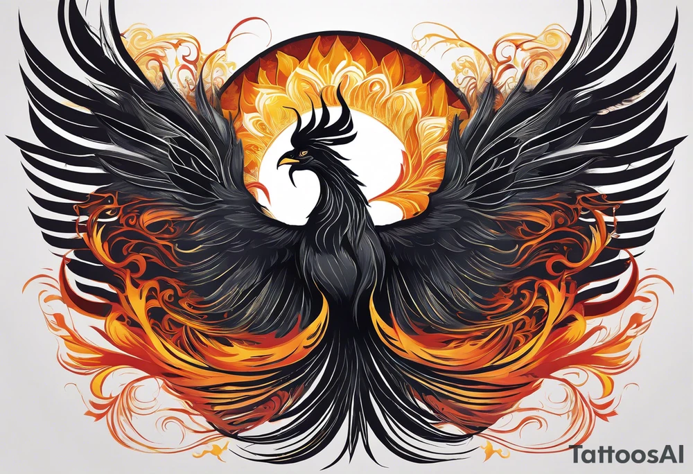 Style: Primarily realistic with subtle abstract elements for flow and connection.
Phoenix on the Shoulder: A realistic phoenix rising from flames, symbolizing resilience and rebirth. The feathers are intricately detailed, with flames or smoke wrapping around the upper arm, flowing downward to connect with other elements in the sleeve.

Witches: Realistic yet mystical representations of witches, either as dark silhouettes or subtle figures within shadows. They’re spaced throughout the design, adding a sense of wisdom and mystery to the piece.

Angel Flying into Space: An angel starting mid-arm and ascending upwards, transitioning into stars, cosmic dust, or nebulae as it approaches the phoenix on the shoulder. This symbolizes transcendence and limitless inspiration, with stars and abstract cosmic details surrounding the angel.

Family (Close and Distant): Realistic figures representing family members, positioned in a gradient along the forearm. Some are highly detailed and close, while others fade into the background, symbolizing closeness and distance within the family dynamic.

Overall Composition: The elements are interconnected with flowing lines, smoke, and cosmic themes, creating a unified sleeve that tells a personal story of life, music, and inspiration. tattoo idea