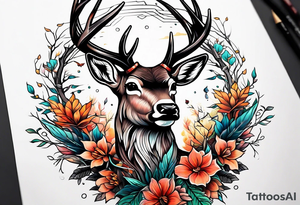 deer forest tattoo idea
