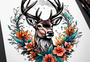 deer forest tattoo idea