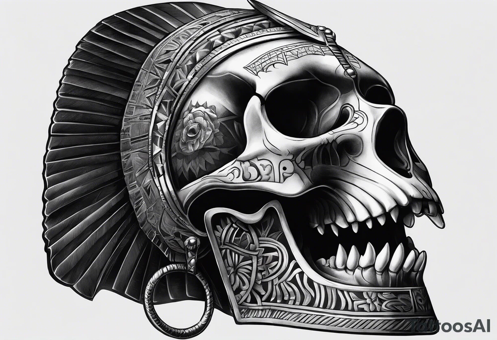 Black pharaoh skull realistic tattoo idea