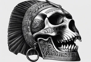 Black pharaoh skull realistic tattoo idea