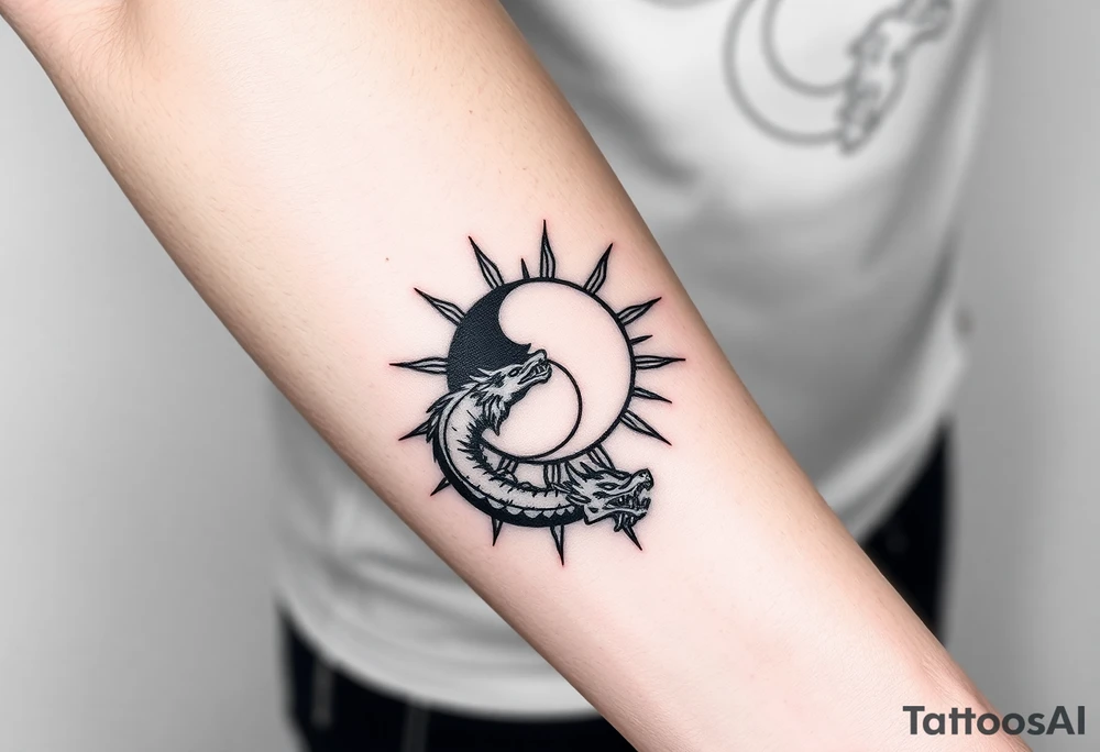 sun and dragonmoon in constellation tattoo idea