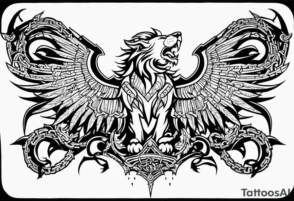 Valhalla  dragon  lion chains tattoo idea