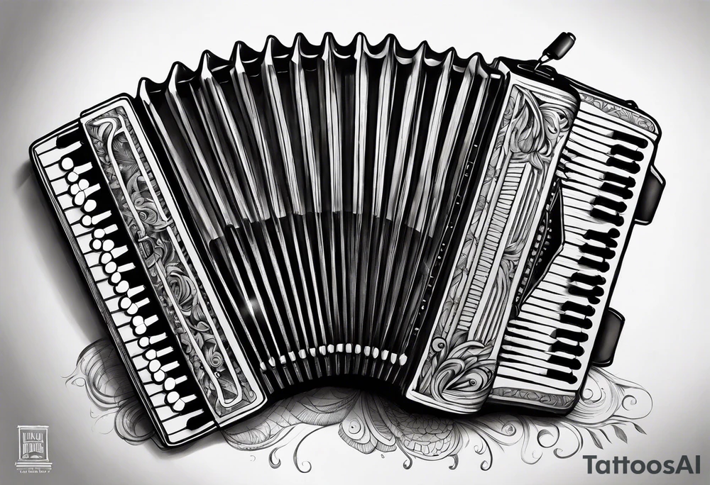 Accordion on a burn paper tattoo idea