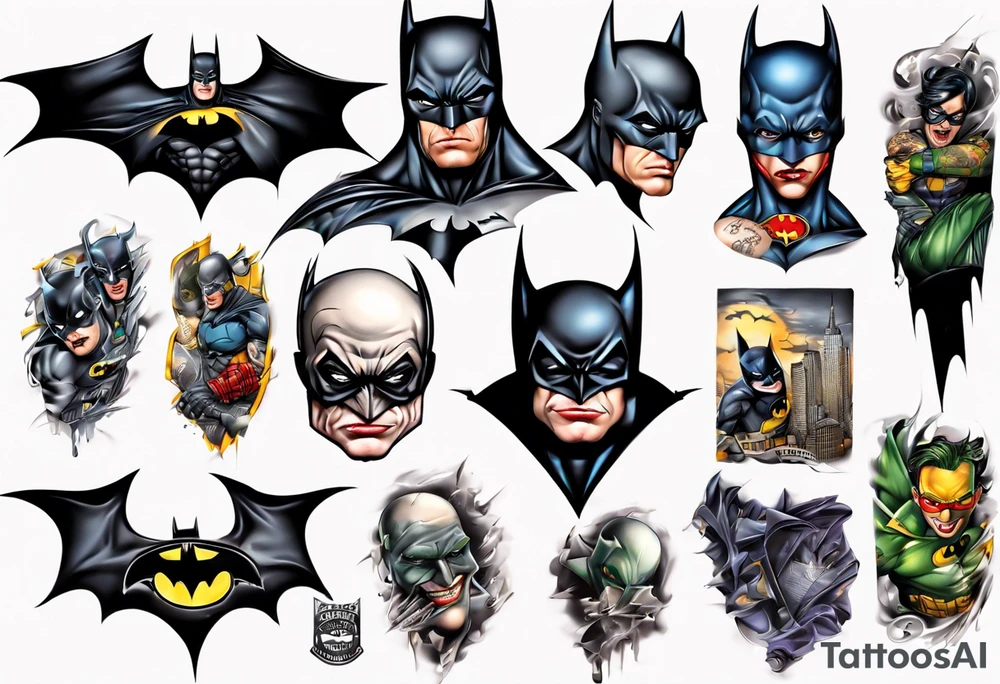 batman gotham sleeve tattoo idea