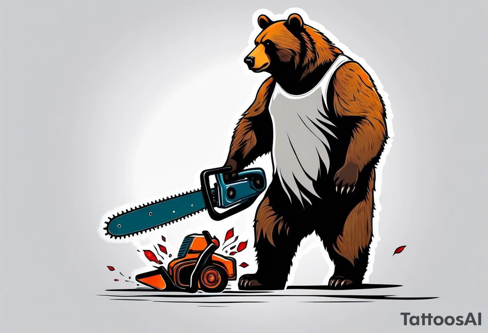 Bear with a chainsaw tattoo idea