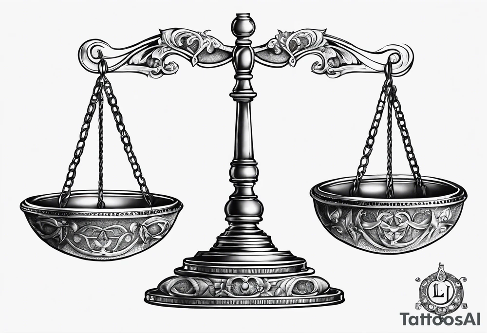 Libra scales with Gemini and Taurus symbols on the scales tattoo idea