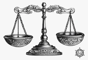 Libra scales with Gemini and Taurus symbols on the scales tattoo idea