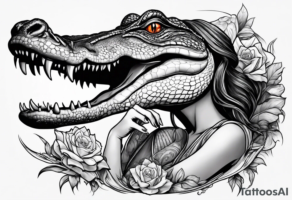 Alligator eating a woman tattoo idea