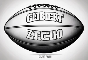 Rugby ball with ZJ written in the middle in the Gilbert font tattoo idea