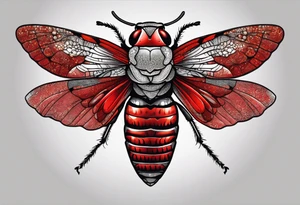Stippled cicada with red background tattoo idea