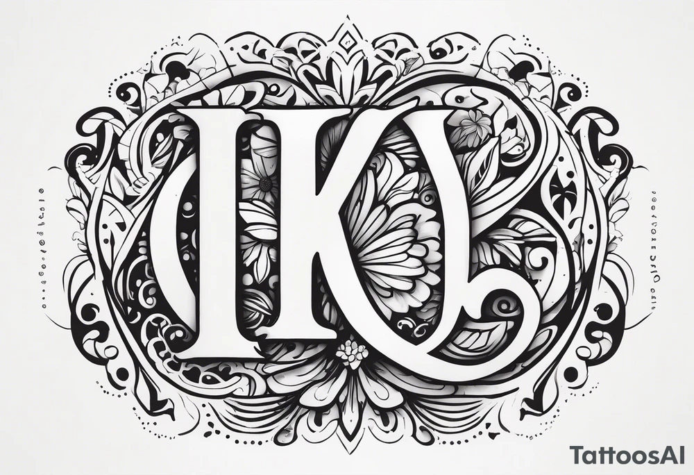 Starting with letter K and ending with letter V tattoo idea