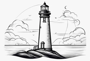 lighthouse fine line tattoo idea