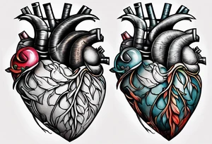 dying human heart tattoo idea