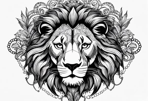 Lion avec des ailes brûlés avec un signe ouroboros tattoo idea