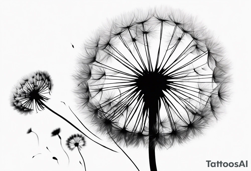 A fluffy dandelion being blown away tattoo idea