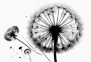 A fluffy dandelion being blown away tattoo idea