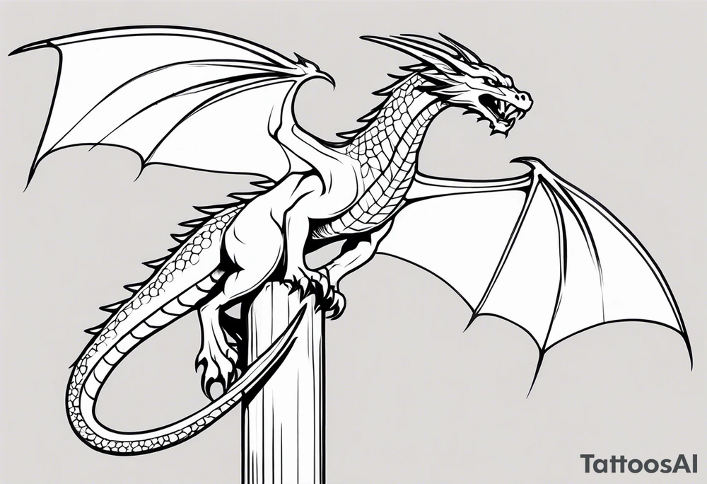 dragon perched with claws wrapped around on a pole tattoo idea dragon perched with claws wrapped around on a pole tattoo idea