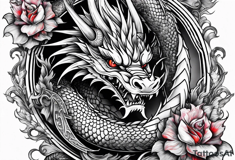 Dragon is wrapped around a sword, back tattto design tattoo idea Dragon is wrapped around a sword, back tattto design tattoo idea