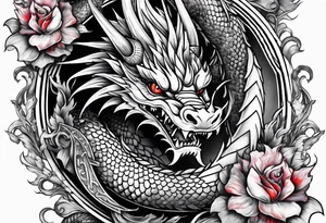 Dragon is wrapped around a sword, back tattto design tattoo idea