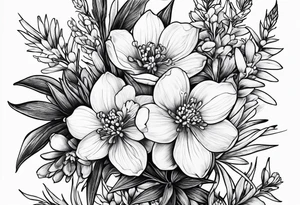 One art style bouquet of bluebonnets tattoo idea