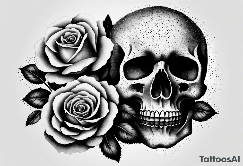 skull with rose tattoo idea