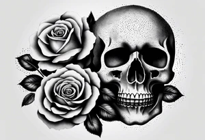 skull with rose tattoo idea