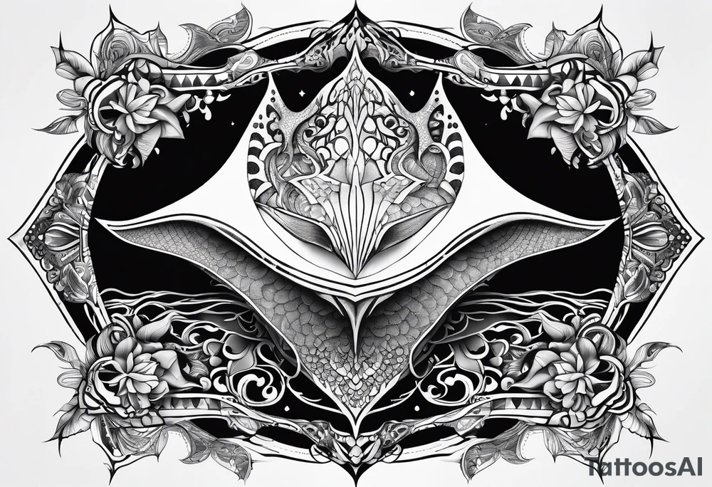 psychadelic manta ray symmetrical tattoo idea