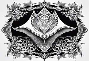 psychadelic manta ray symmetrical tattoo idea
