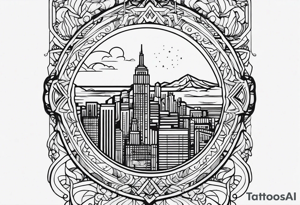 city of los angeles simple line work tattoo idea