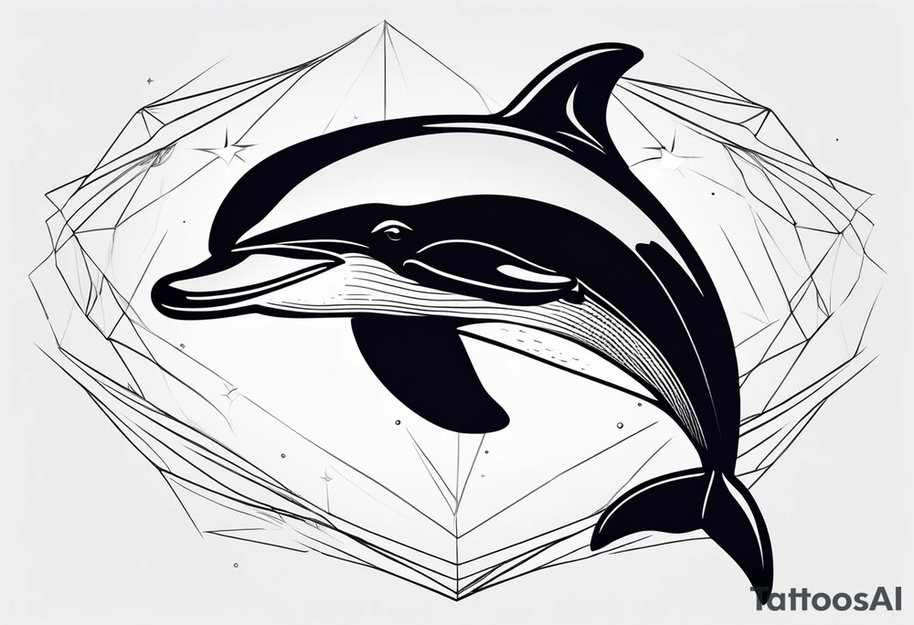 One dolphin wearing a party hat. Small design. tattoo idea One dolphin wearing a party hat. Small design. tattoo idea