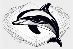One dolphin wearing a party hat. Small design. tattoo idea