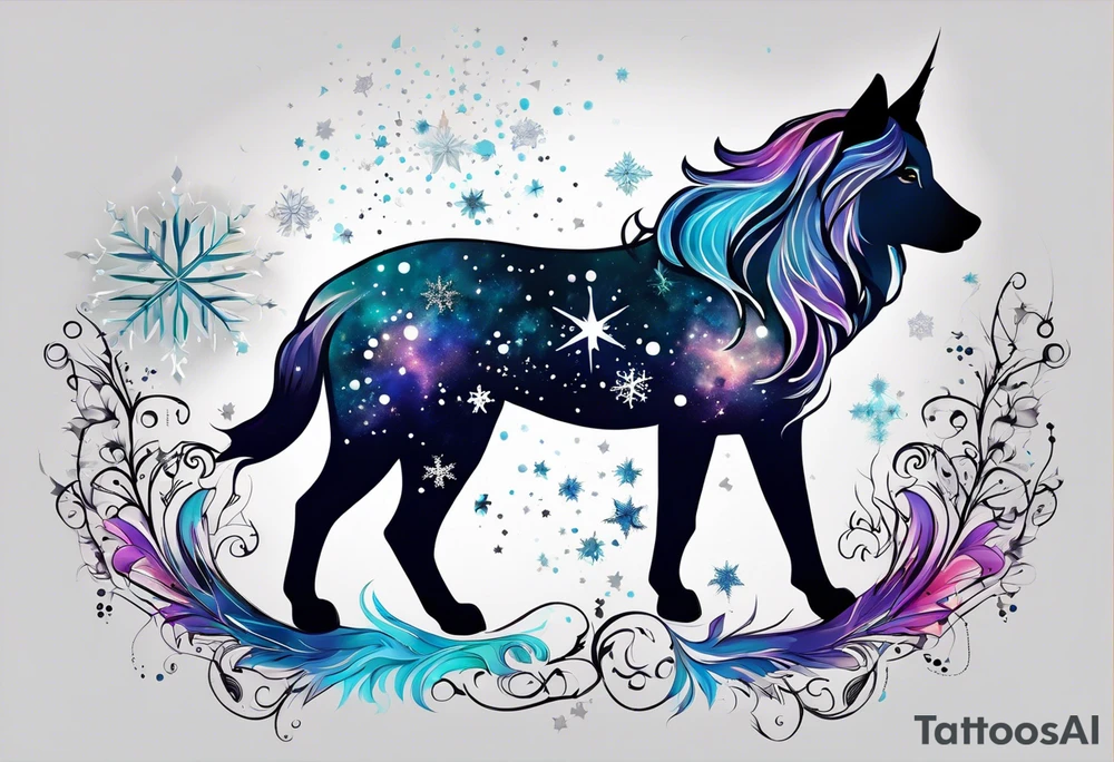 Constellation, animal, snowflake tattoo idea