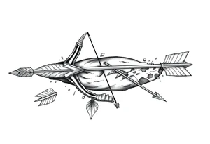 Large bow and arrow on whole arm arm tattoo idea