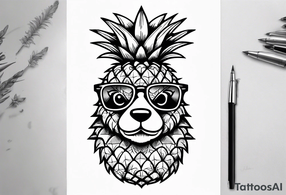 Cute pineapple bear tattoo idea