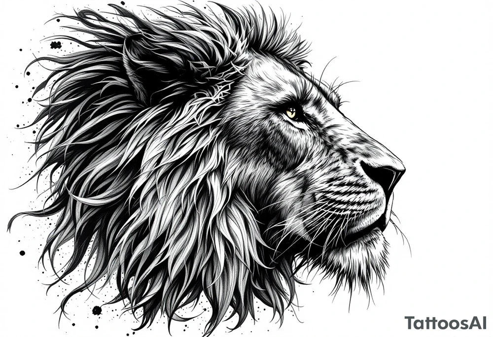 powerful majestic lion, close-up tattoo idea
