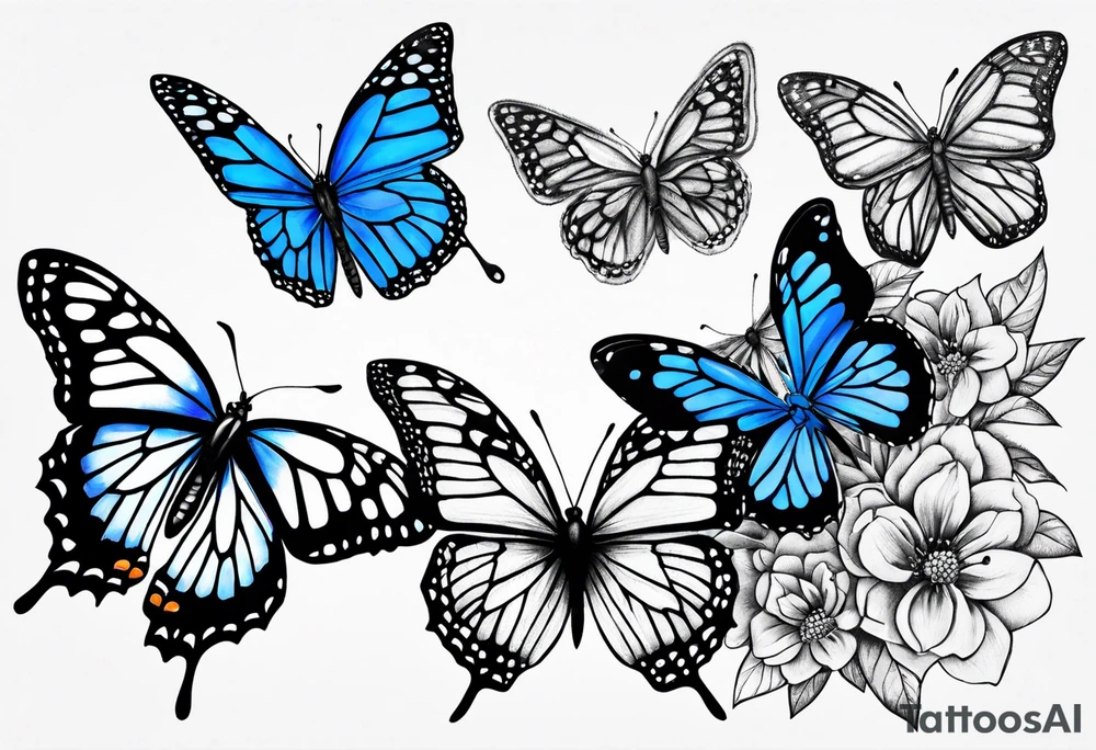 Blue monarch butterflies tattoo idea