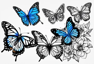 Blue monarch butterflies tattoo idea