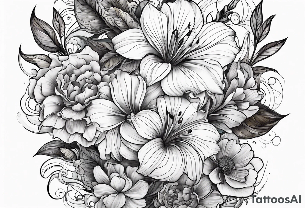 sea, flower tattoo idea