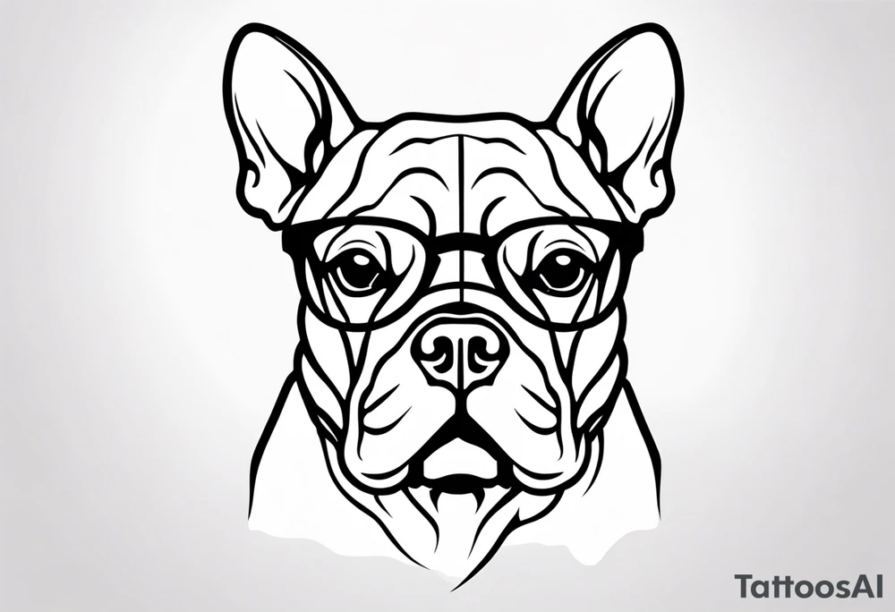 french bull dog with glasses tattoo idea