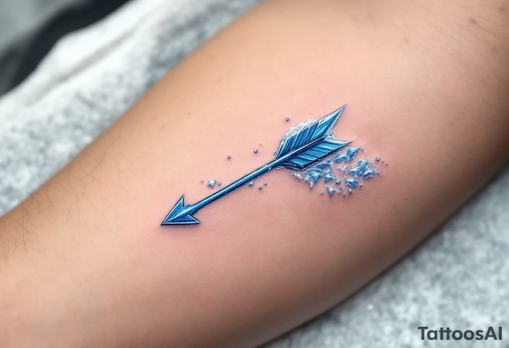 Ice-blue arrow with frosted edges, appearing as if crafted from frozen crysta tattoo idea