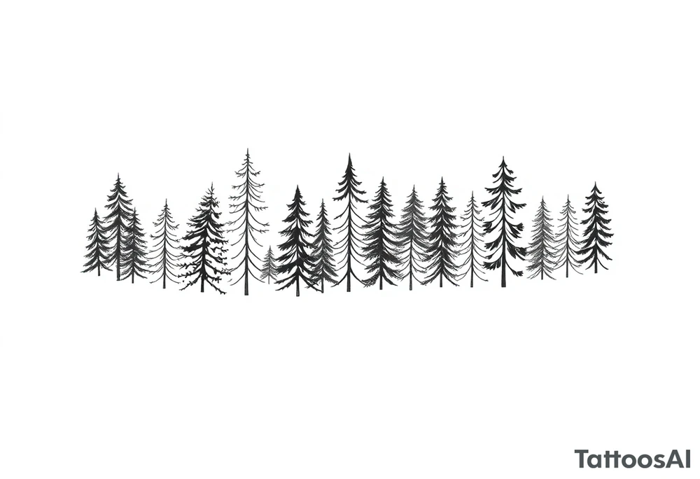 Coniferous forest tattoo sleeve black and gray tattoo idea Coniferous forest tattoo sleeve black and gray tattoo idea