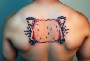 Scroll of aged parchment paper tattoo idea