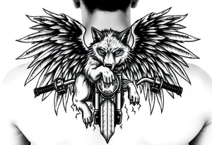 guardian angel wolf on a motorcycle tattoo idea