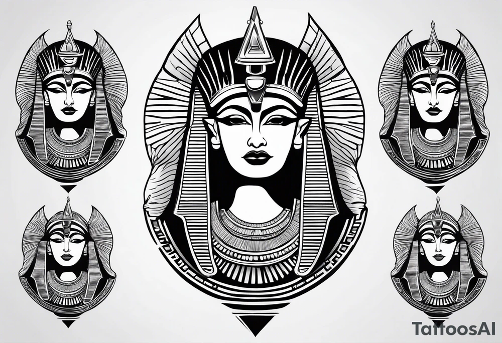 black and white Egyptian goddess Isis tattoo idea