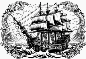 Pirate ship in a storm tattoo idea
