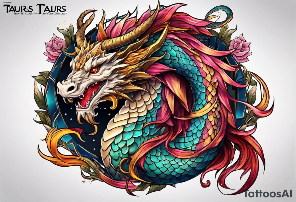 Taurus dragon whole body girly tattoo idea